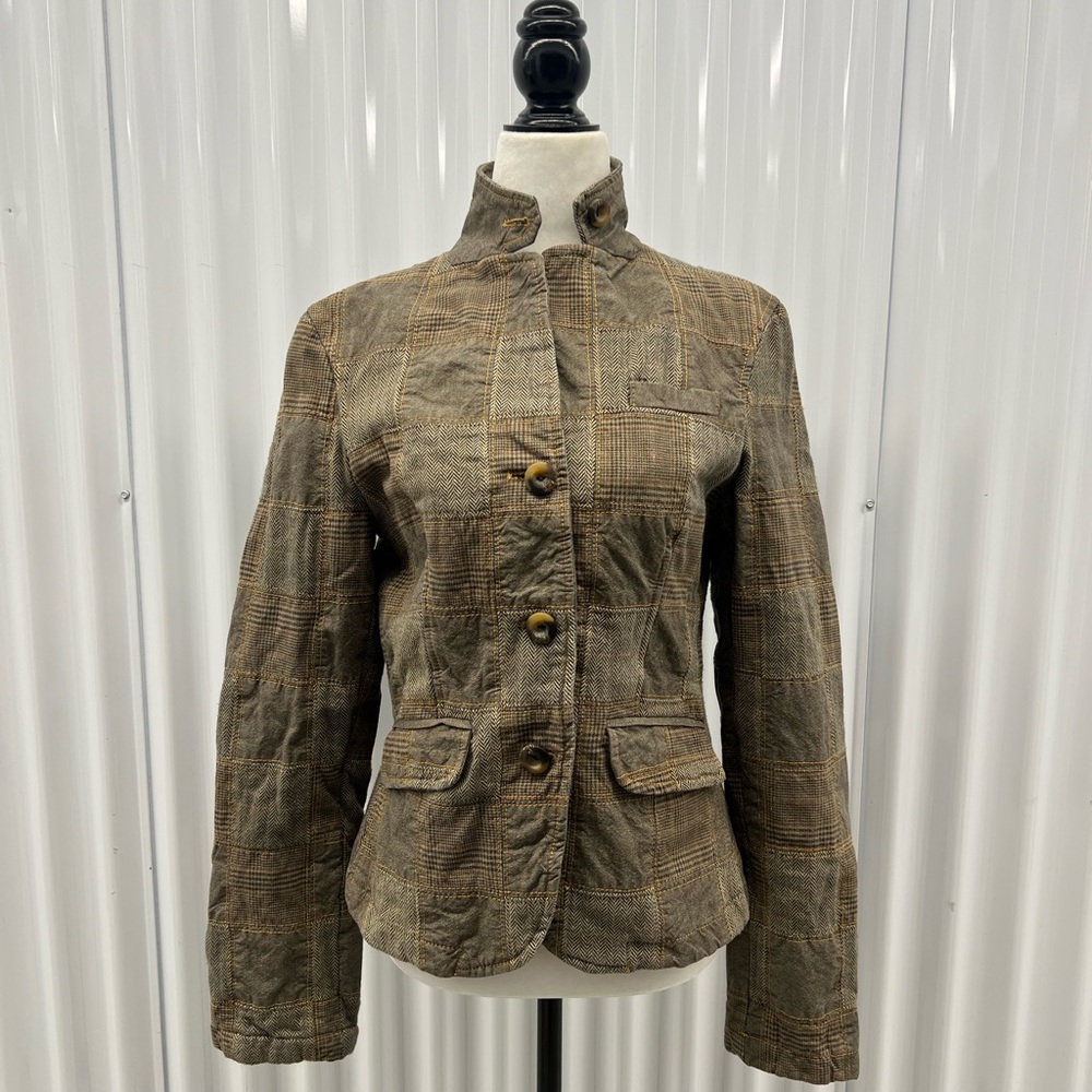 GAP Brown Plaid Women's patchwork jacket - size 8